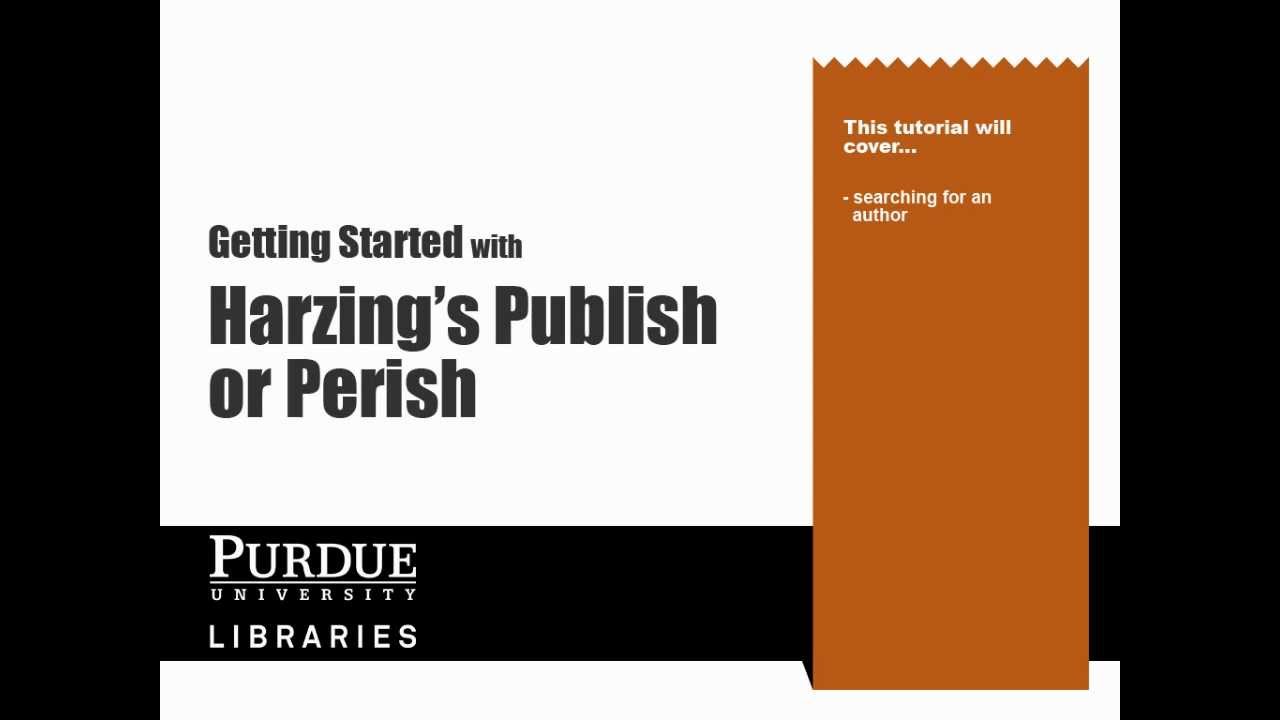 Harzing Publish Or Perish Mac Download